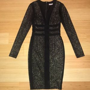 Black/ Gold Midi Dress